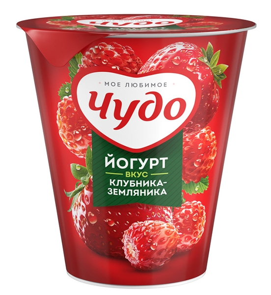 Йогурт Чудо 290г 2,5% клубника/земляника стакан Яблоко